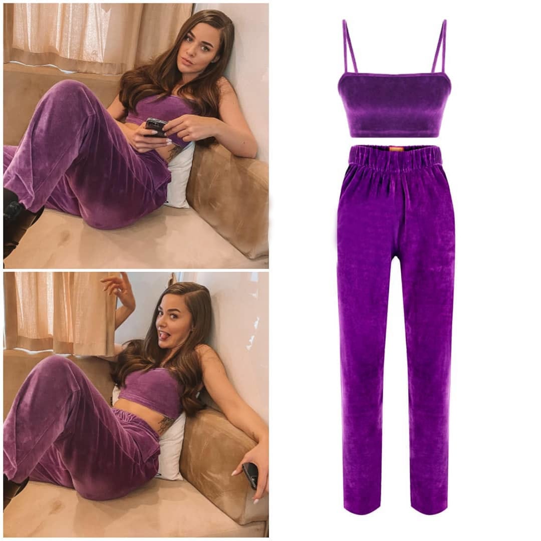 Purple Top And Trousers Worn By Bensu Soral