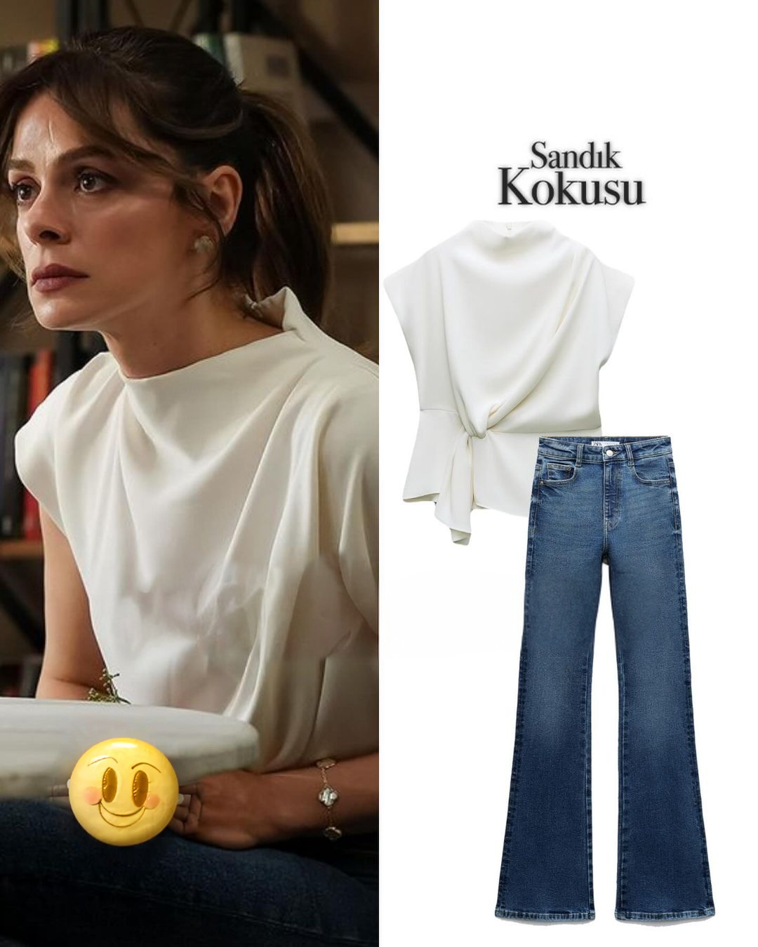 The White Blouse And Jeans Worn By Özge Özpirinçci